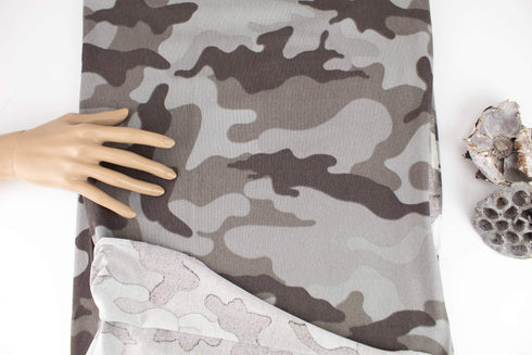 Warm Gray Camouflage Brushed Sweater Knit Fabric Remnant 33 inches length
